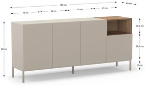 Krémszínű komód 180x80 cm Cailin – Marckeric