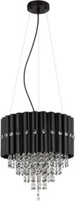 Globo 63149-3 Csillár fém fekete matt, füstszínű/átlátszó K5 kristályok, kábel PVC fekete, ø: 400mm, M: 1500mm, 3x E27 40W 230V izzók nélkül