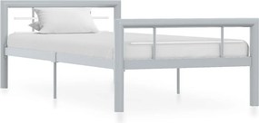 vidaXL szürke és fehér fém ágykeret 90 x 200 cm