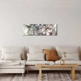 Virágok képe egy fából készült kerékpáron (órával) (90x30 cm)