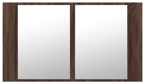 barna tölgy akril LED-es tükrös fürdőszobaszekrény 80x12x45 cm