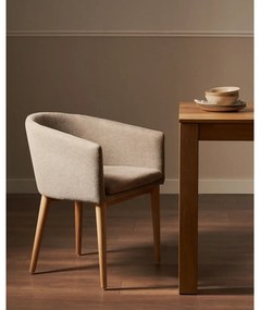 Bézs kárpitozott karfás étkezőfotel Harlan – Kave Home