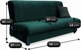 Ágyazható kanapé zöld színben, velúr kárpittal SIGMA