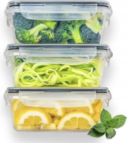 Ételtároló Doboz Uzsonnás Doboz Tömítéssel 1300 ML 3 Db-os Szett