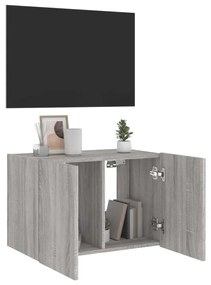 szürke sonoma színű fali TV-szekrény LED-ekkel 60x35x41 cm