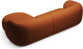 Terrakotta színű bársony sarokkanapé (jobb oldali-heverő résszel) Kate – Micadoni