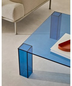 Kék üveg dohányzóasztal 85x85 cm Adularia – Kave Home