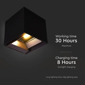 LED napelemes fali lámpa szenzorral LED/9W/3,7V 3000/4000/5000K IP65 fekete