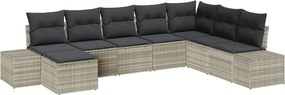 vidaXL Kerti Kanapé Szett párnával 8 pcs polirattan