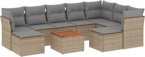 vidaXL 10 részes bézs polyrattan kerti ülőgarnitúra párnával
