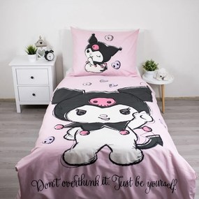 Rózsaszín egyszemélyes pamut gyerek ágyneműhuzat 140x200 cm Hello Kitty "Kuromi" – Jerry Fabrics