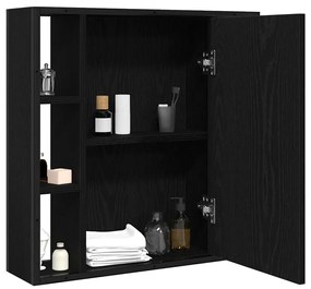 Fekete tölgy szerelt fa fürdőszobai tükör 60 x 16 x 60 cm