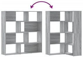 4 szintes szürke szerelt fa sarokkönyvespolc 85x85x140 cm