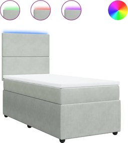 vidaXL világosszürke bársony rugós ágy matraccal 90 x 200 cm