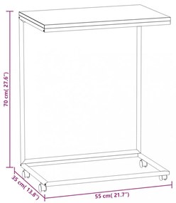 fekete szerelt fa kisasztal kerekekkel 55x35x70 cm