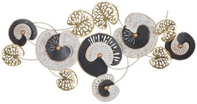Fali dekoráció, stlilizált levelek, antracit, fekete, arany - MELUNE