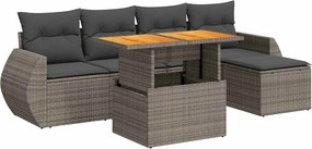 vidaXL 6 részes szürke polyrattan kerti ülőgarnitúra párnákkal