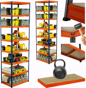 Tárolószekrény fém állvány Helios 270x120x35cm 8Px175kg Tömör Magas