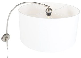 Modern fali ívlámpa acélból fehér árnyékolóval, 50/50/25 állítható