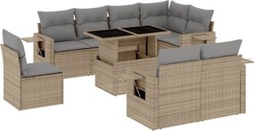 vidaXL 9 részes bézs polyrattan kerti ülőgarnitúra párnákkal