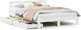 vidaXL fehér tömör fenyőfa ágy matrac nélkül 140x190 cm