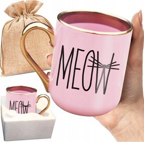 Nyomott Mintás Bögre Meow Bajusz Macska Cica Macska Rajongóinak Nyomott Minta