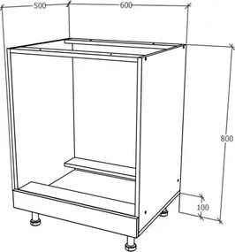 Benita Beépíthető konyhaszekrény Fehér 60x50x80 cm
