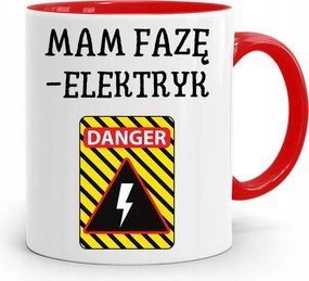 Piros Bögre Villanyszerelőnek Van Egy Villanyszerelő Fázisom, fényképes nyomtatással