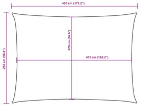 bézs téglalap alakú oxford-szövet napvitorla 2,5 x 4,5 m