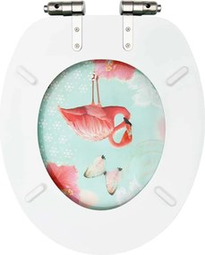 Flamingómintás MDF WC-ülőke lágyan csukódó fedéllel