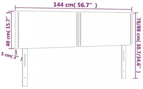 világosszürke szövet LED-es fejtámla 144 x 5 x 78/88 cm