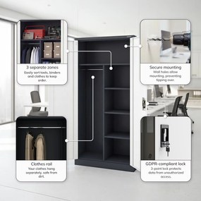 Zárható takarítószekrény antracit-fehér DAWID 900 x 1850 x 450 mm