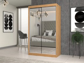 Aldabra IGA 120 A tolóajtós gardróbszekrény 120x61x200, 2 tükörrel, tölgy