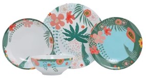 24 részes, élénk színű porcelán étkészlet