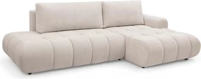 Lutario L II jobb oldali sarokkanapé ágyneműfunkcióval - bézs Venice 2026 vízlepergető szövet