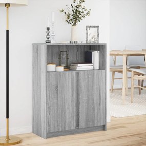 szürke sonoma szerelt fa tálalószekrény LED-del 77x34x100 cm