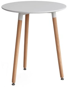 Étkezőasztal, fehér/bükk, átmérő 60 cm, ELCAN