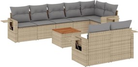 vidaXL 9 részes vegyes bézs polyrattan kerti ülőgarnitúra párnákkal