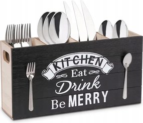 Fa evőeszköztartó Konyhai állvány Stílusos 4 rekeszes Retro