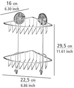 WENKO 20888100 - VACUUM-LOC kerek acél sarokpolc, 22,5 x 29,5 cm, fényes króm