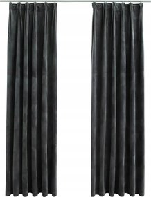 Függöny akasztóval, 2 db, bársonyos, antracit, 140x245 cm F133