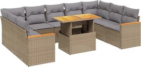 vidaXL 10 részes bézs polyrattan kerti ülőgarnitúra párnával