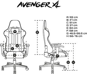 Fury Avenger XL gamer szék, fekete-fehér
