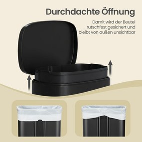 SONGMICS pedálos konyhai szemetes, 50L, lágy záródás, fekete