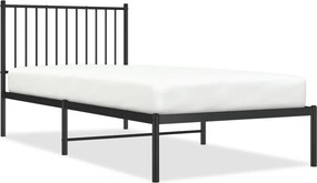 vidaXL fekete fém ágykeret fejtámlával 90 x 200 cm