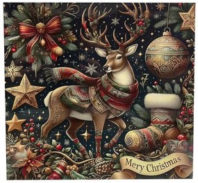 Karácsonyi szarvasos műanyag dekor tálca szögletes 30x2 cm