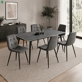 Jídelní židle, šedá, sametová látka, CT-V5081 GREY4