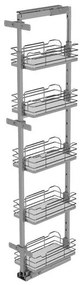Konyhai fémrács, kamravasalat, 300mm, króm-fehér, teljes kihúzású, csillapított záródás, 1880-2180mm, 6 kosár SIGE, Infinity Line 260