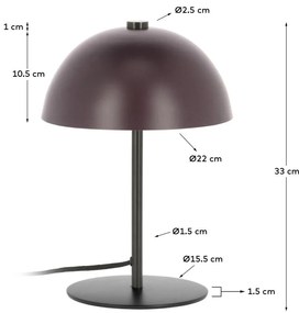 Borvörös asztali lámpa fém búrával (magasság 33 cm) Aleyla – Kave Home