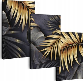 Vászonkép 180x70 cm Arany 3db Nappali falikép Triptyk